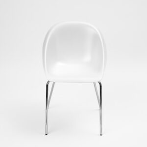 Valgomojo kėdė Hoop (Balta, chromuoto metalo rėmas)