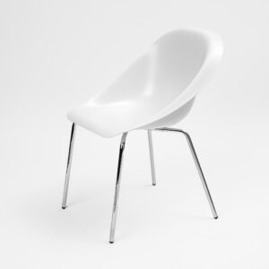 Valgomojo kėdė Hoop (Balta, chromuoto metalo rėmas)