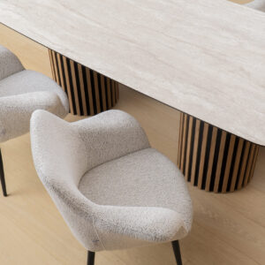 Valgomojo stalas Oslo 220 / Traventen, Smėlio spalva (Travertino marmuro raštas)