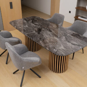 Valgomojo stalas Oslo 220 / Cosmos High Gloss, Pilkas