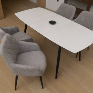 Stačiakampis išskleidžiamas valgomojo stalas Yense 125 / Resif, Balta