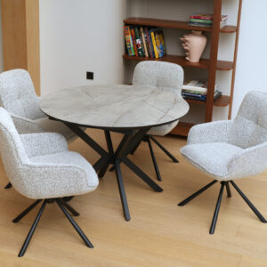 Išskleidžiamas valgomojo stalas Dobok 110 / Lagina Super Matt, Pilkas (marmuro raštas)