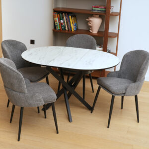 Išskleidžiamas valgomojo stalas Ruta 95 / Marmo Super Matt, baltas