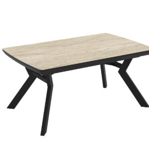 Išskleidžiamas valgomojo stalas Robat 160 / Traventen, Smėlio spalva (Travertino marmuro raštas)