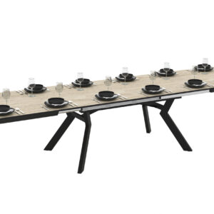 Išskleidžiamas valgomojo stalas Robat 160 / Traventen, Smėlio spalva (Travertino marmuro raštas)