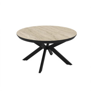 Išskleidžiamas valgomojo stalas Meli 138 / Traventen, Smėlio spalva (Travertino marmuro raštas)