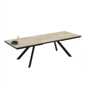 Išskleidžiamas valgomojo stalas Corin 200 / Traventen, Smėlio spalva (Travertino marmuro raštas)