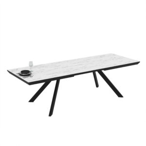 Išskleidžiamas valgomojo stalas Corin 200 / Marmo Super Matt, Baltas (marmuro raštas)