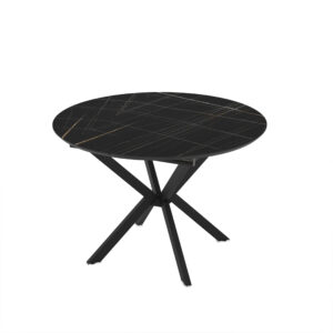 Išskleidžiamas valgomojo stalas Dobok 110 / Sonata Super Matt, Juodas (marmuro raštas)