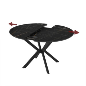 Išskleidžiamas valgomojo stalas Dobok 110 / Sonata Super Matt, Juodas (marmuro raštas)