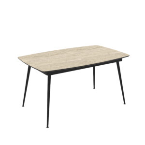 Stačiakampis išskleidžiamas valgomojo stalas Yense 145 / Traventen, Smėlio spalva (Travertino marmuro raštas)