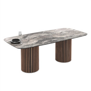 Valgomojo stalas Oslo 220 / Cosmos High Gloss, Pilkas