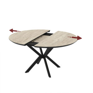 Išskleidžiamas valgomojo stalas Dobok 126 / Traventen, Smėlio spalva (Travertino marmuro raštas)