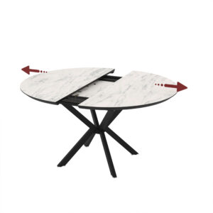 Išskleidžiamas valgomojo stalas Dobok 126 / Marmo Super Matt, Baltas