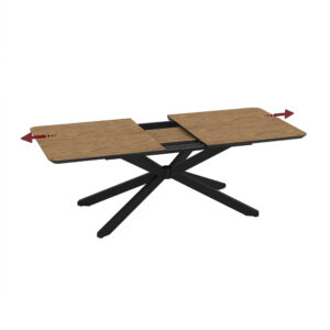 Išskleidžiamas valgomojo stalas Mona 190 / Zirve, Rudas (medienos imitacija)