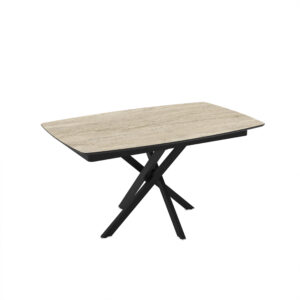 Stačiakampis išskleidžiamas valgomojo stalas Filis 145 / Traverten, Smėlio spalva (Travertino marmuro raštas)