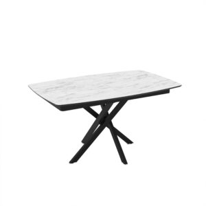Stačiakampis išskleidžiamas valgomojo stalas Filis 145 / Marmo Super Matt, Baltas (marmuro raštas)