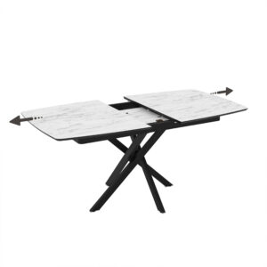 Stačiakampis išskleidžiamas valgomojo stalas Filis 145 / Marmo Super Matt, Baltas (marmuro raštas)