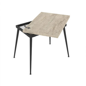 Stačiakampis išskleidžiamas valgomojo stalas Lilis 90 / Traverten, Smėlio spalva (Travertino marmuro raštas)