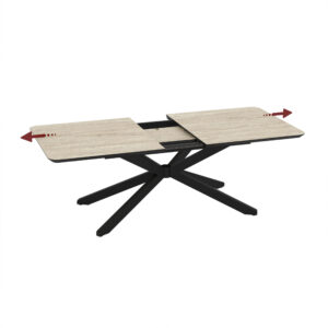 Išskleidžiamas valgomojo stalas Mona 190 / Traverten, Smėlio spalva (Travertino marmuro raštas)