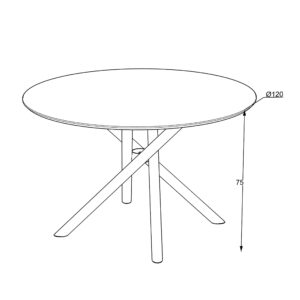 Apvalus valgomojo stalas Venus 120 / Sonata Super Matt, Juodas (marmuro raštas)