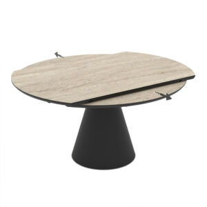 Išskleidžiamas valgomojo stalas Yandan 150 / Traverten, Smėlio spalva (Travertino marmuro raštas)