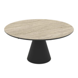 Išskleidžiamas valgomojo stalas Yandan 150 / Traverten, Smėlio spalva (Travertino marmuro raštas)