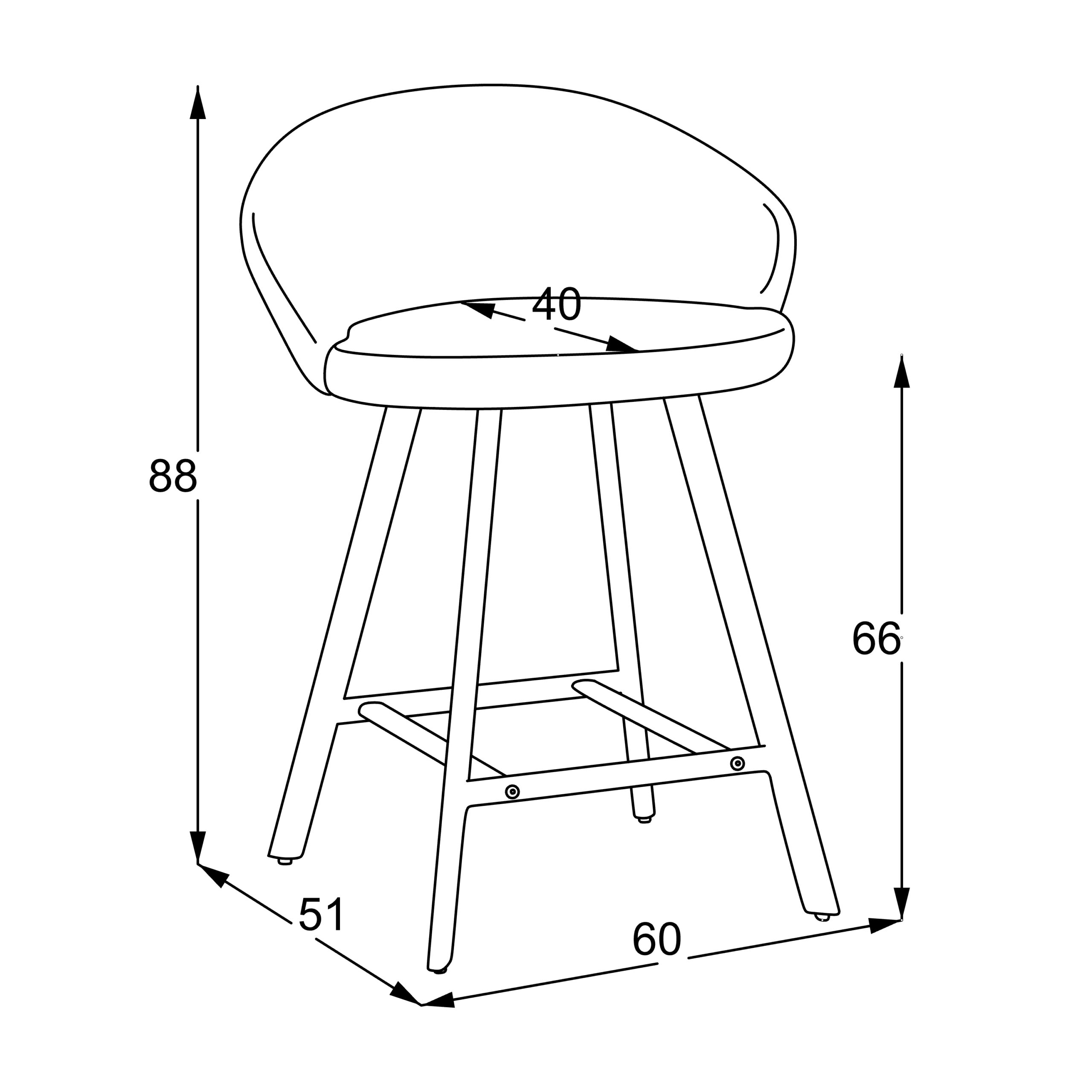 pusbario kėdė saki / uras 2 (stool 65), rusva
