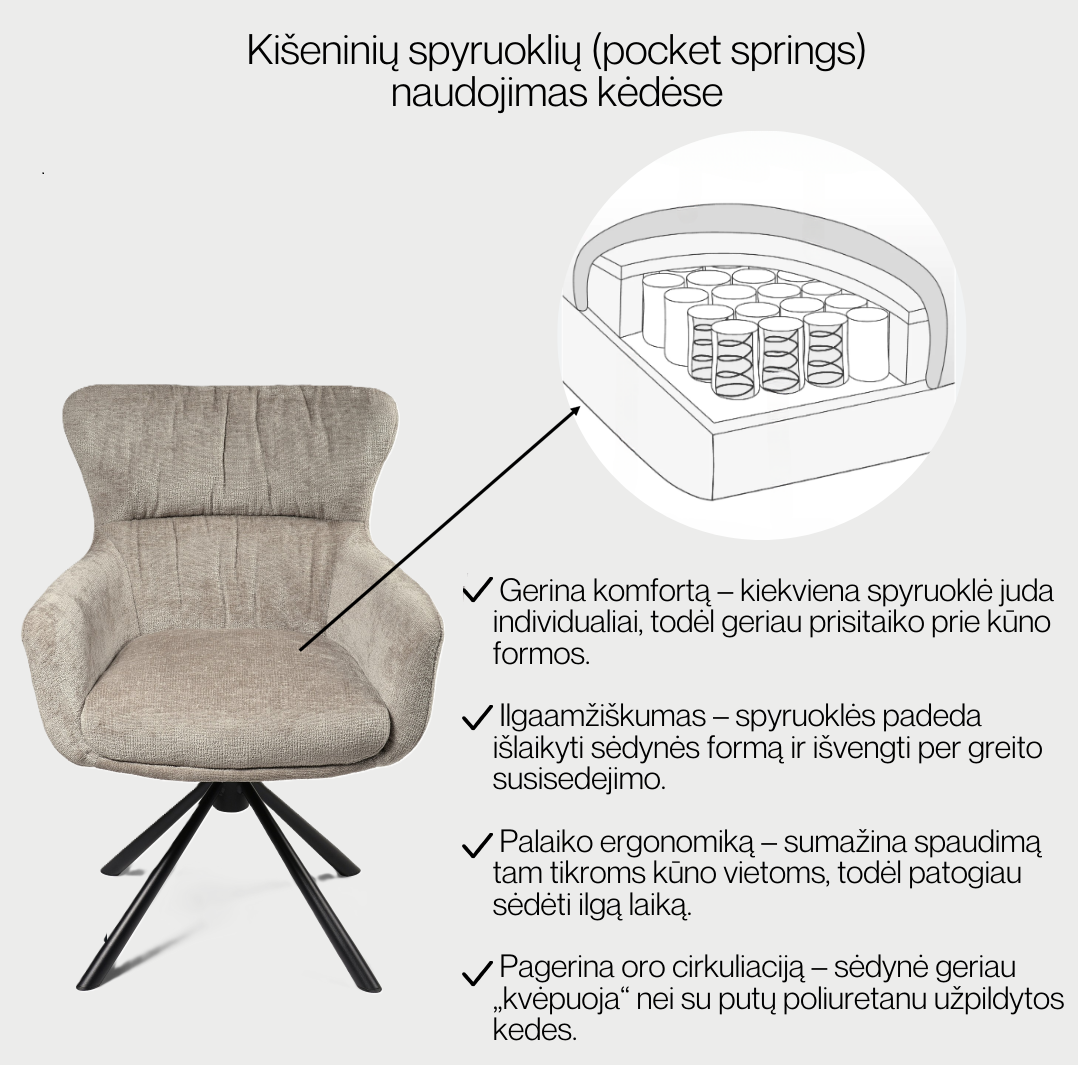 valgomojo kėdė kent / perfect harmony 04, rusva (sukama bazė)